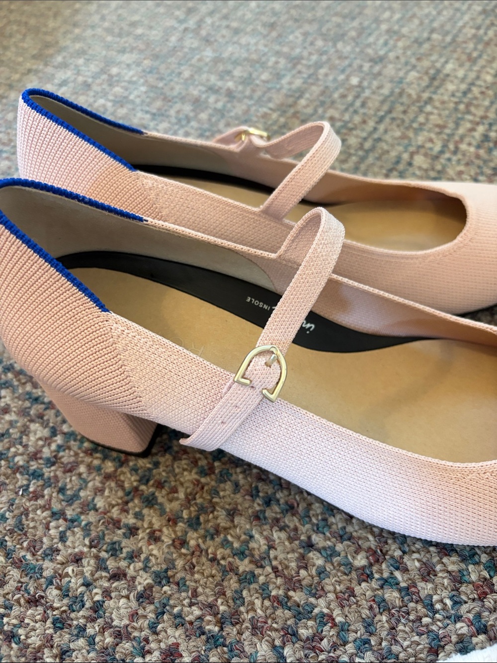 Rothys The Mary Jane Rosebud Pink Block Heel Pump Shoes Womens 9 Office NWOB - Picture 6 of 8